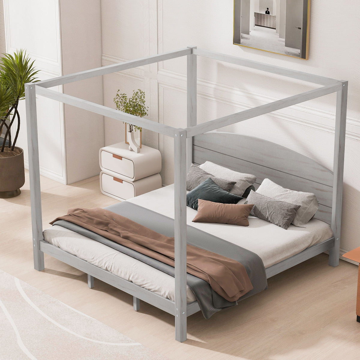 anopy Platform Bed With Headboard And Support Legs Unique Piece Furniture