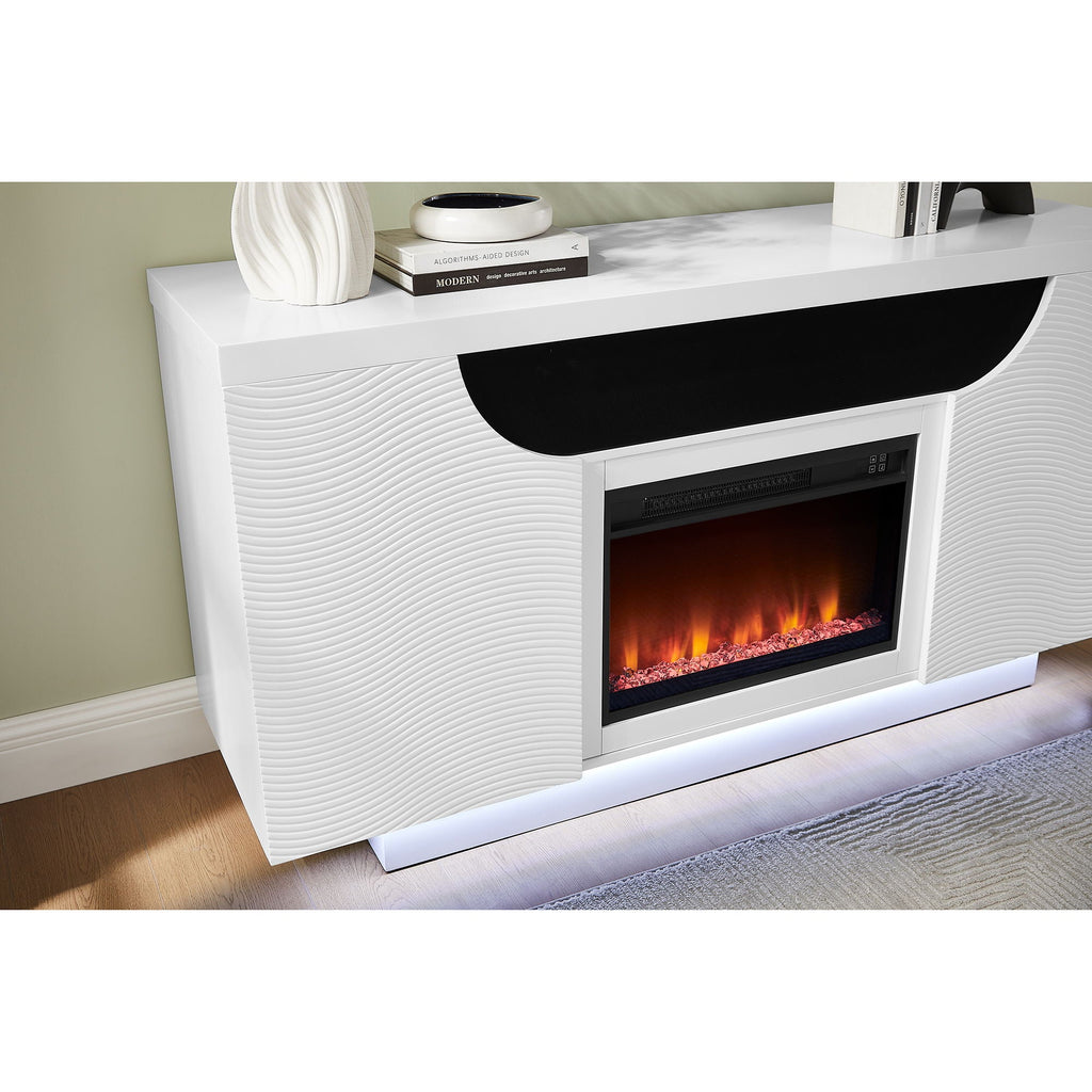 Alessia - Electric Fireplace With Multi Color LED And Flame Settings Unique Piece Furniture