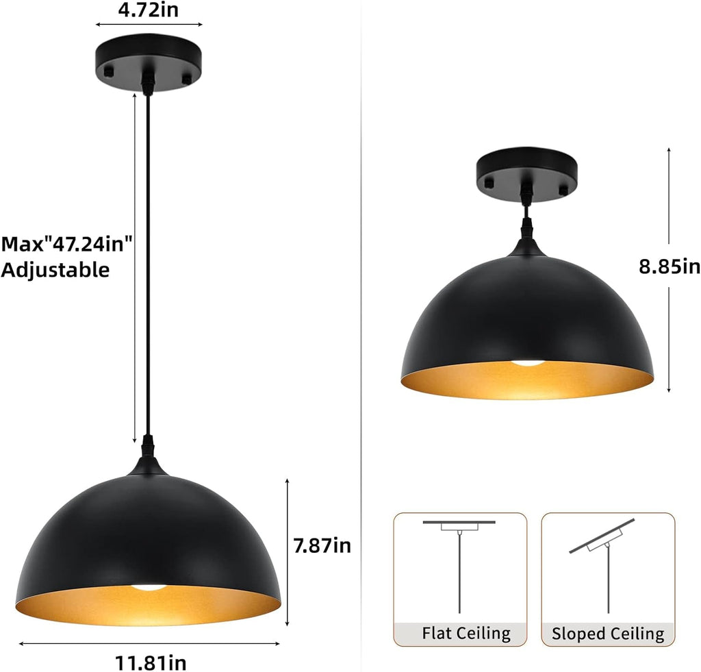 2 Farmhouse Dome Pendant Lights Farmhouse Decor
