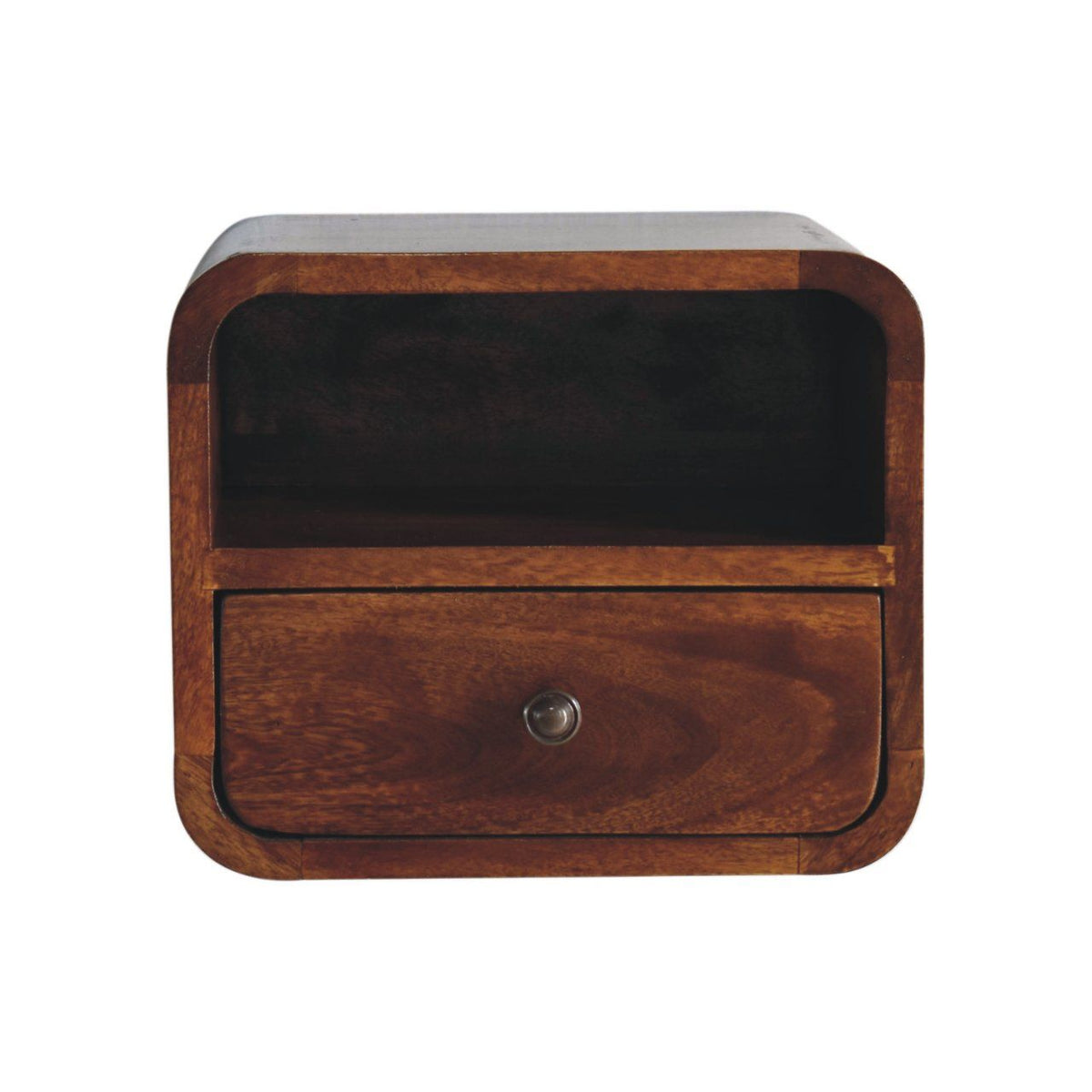 Curved Upper Slot Floating Nightstand Unique Piece Furniture