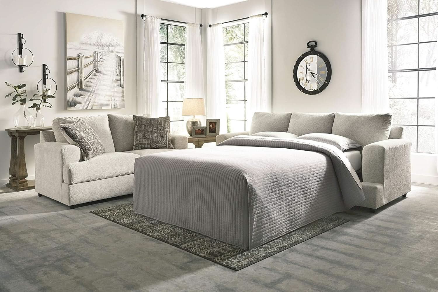 Soletren Premium Chenille Queen Sofa Sleeper White ShipItFurniture