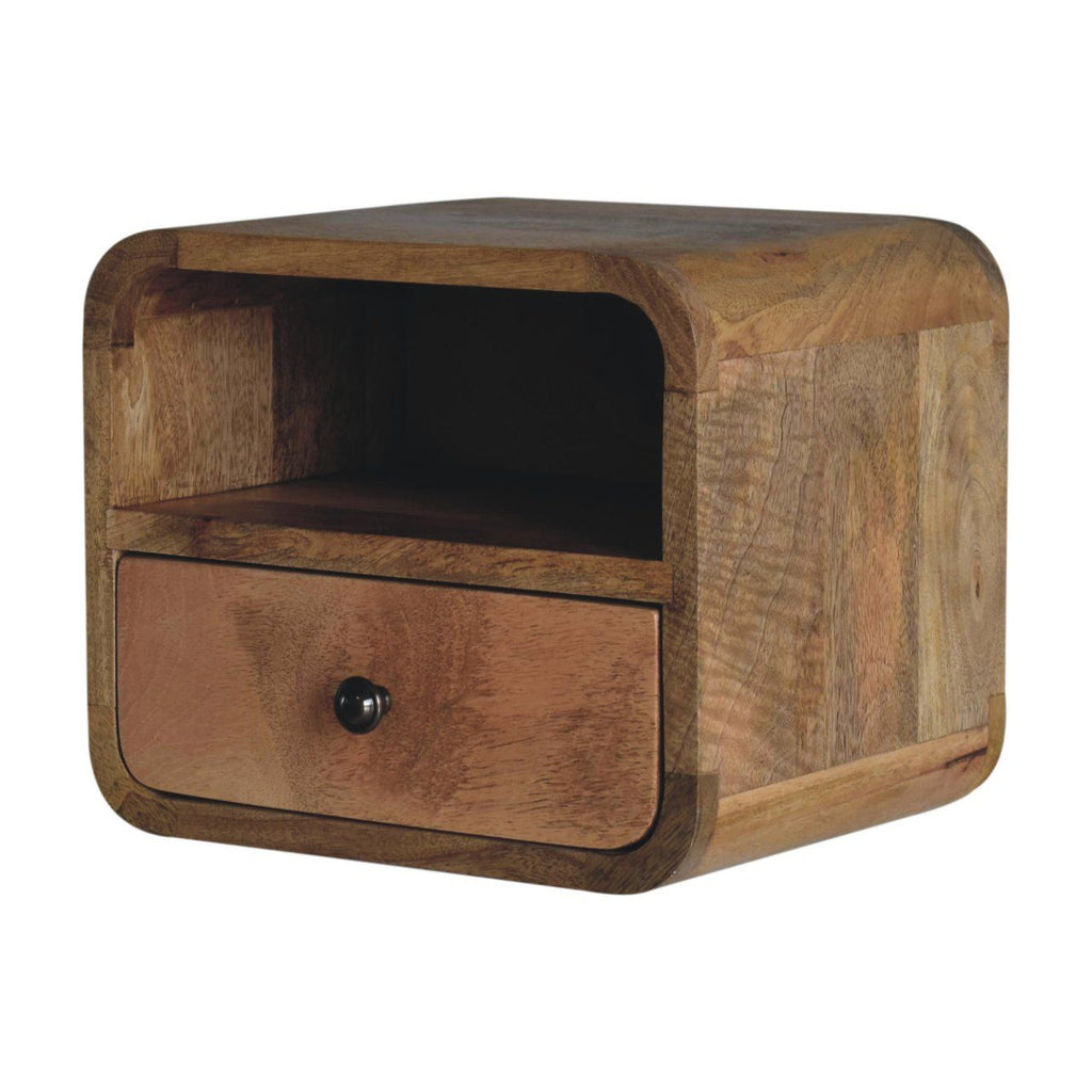Curved Upper Slot Floating Nightstand Unique Piece Furniture