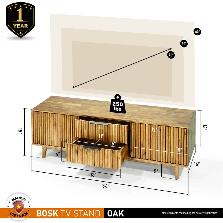Bosk Wood Fluted TV Stand Megsu