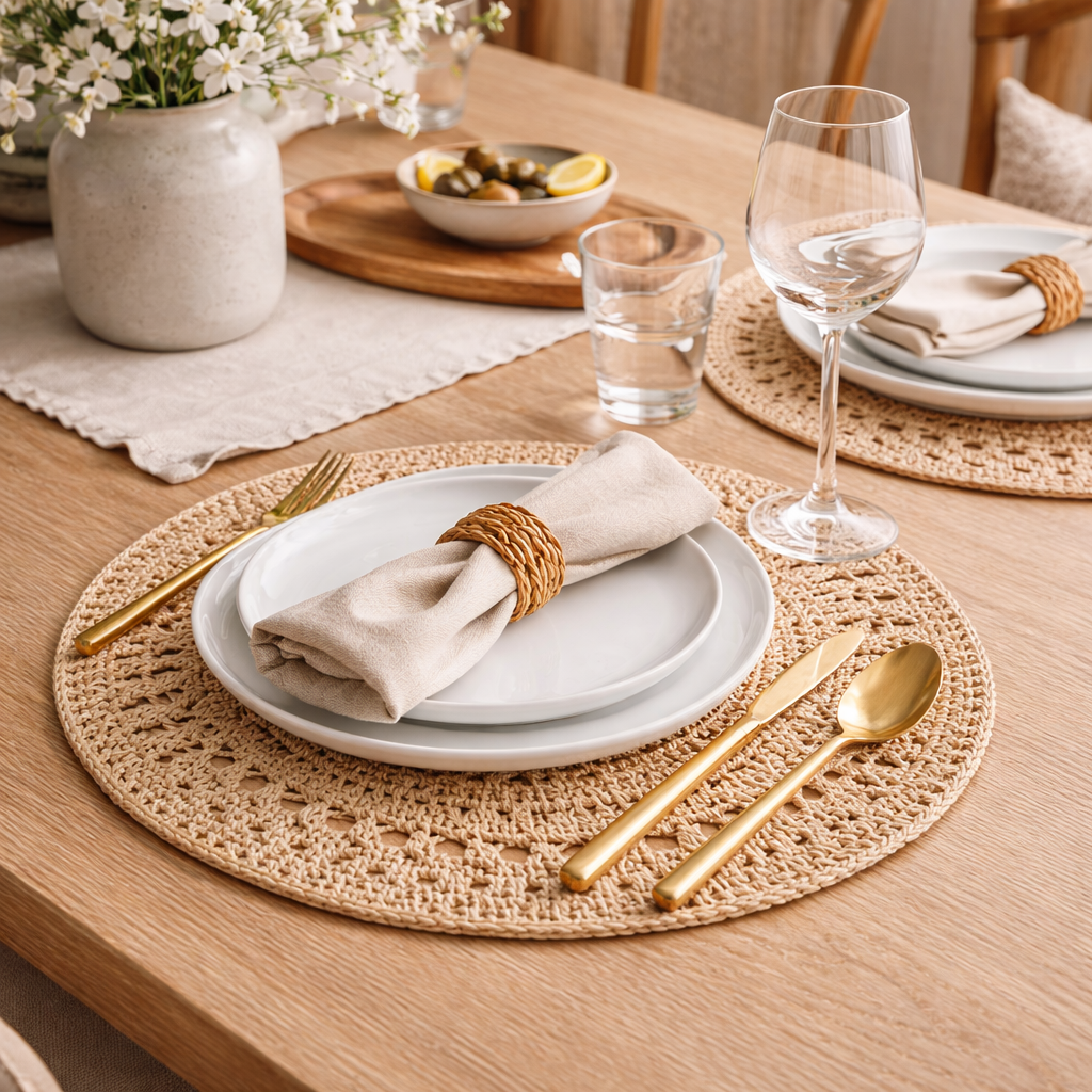 Malibu Handwoven Scallop Placemats Busa Designs