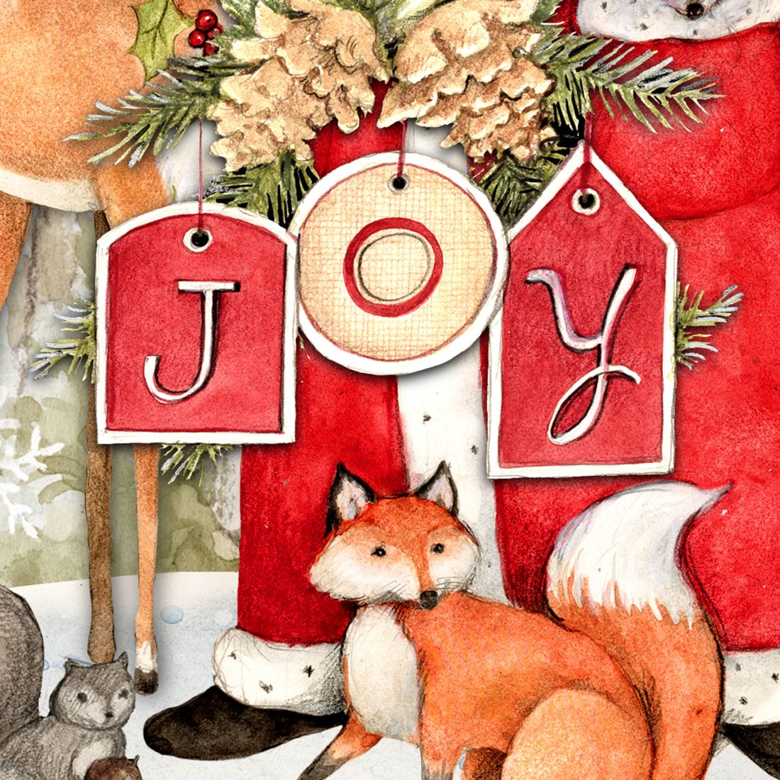 Woodland Frosty Santa Outdoor Christmas Scene by Susan Winget - Christmas Santa Snowman Decor - 8471105F-SW G.DeBrekht