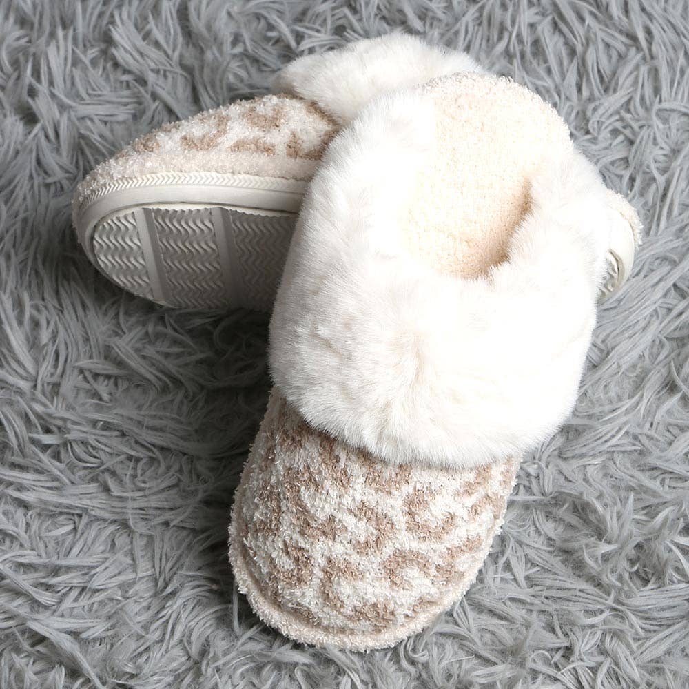 Leopard Faux Fur Soft Indoor Slippers Shop Fête