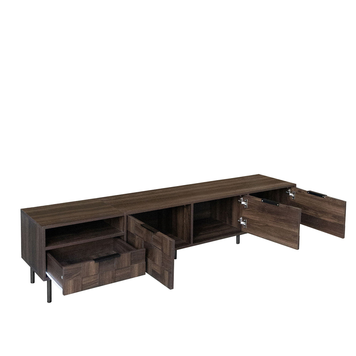 78" TV Stand With Storage Cabinets For Living Room - Walnut Unique Piece Furniture