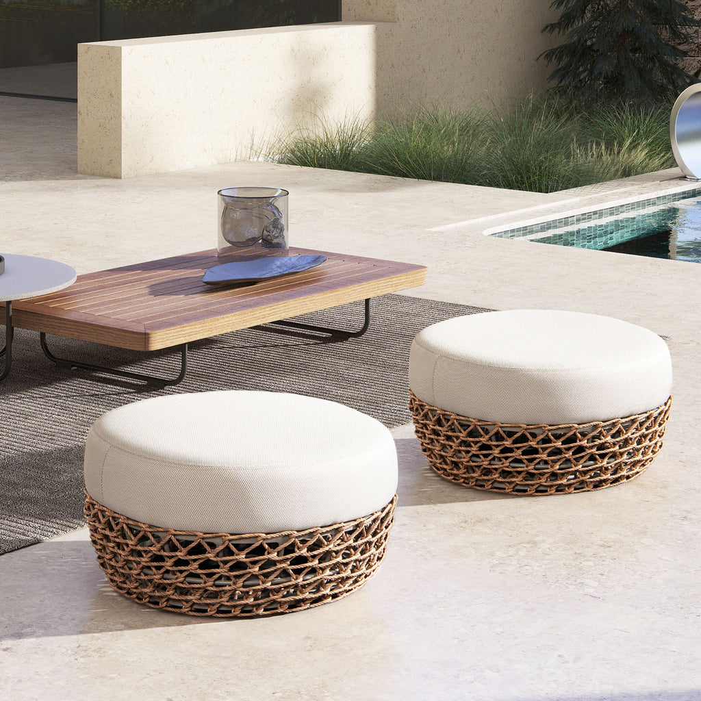Willow - Round Upholstered Patio Ottoman Unique Piece Furniture