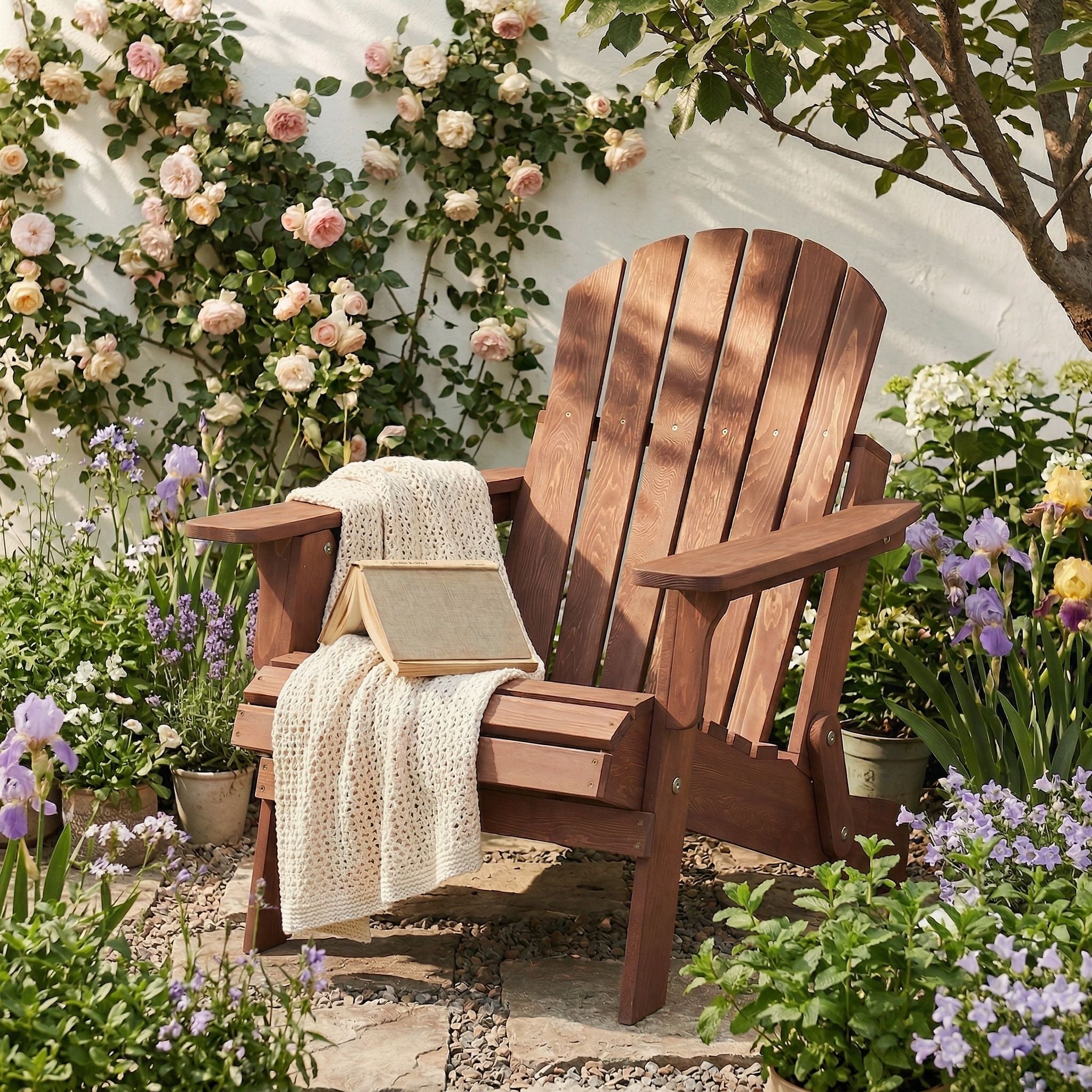 Oversize Outdoor Folding Adirondack Chair, Patio Chair For Garden Unique Piece Furniture