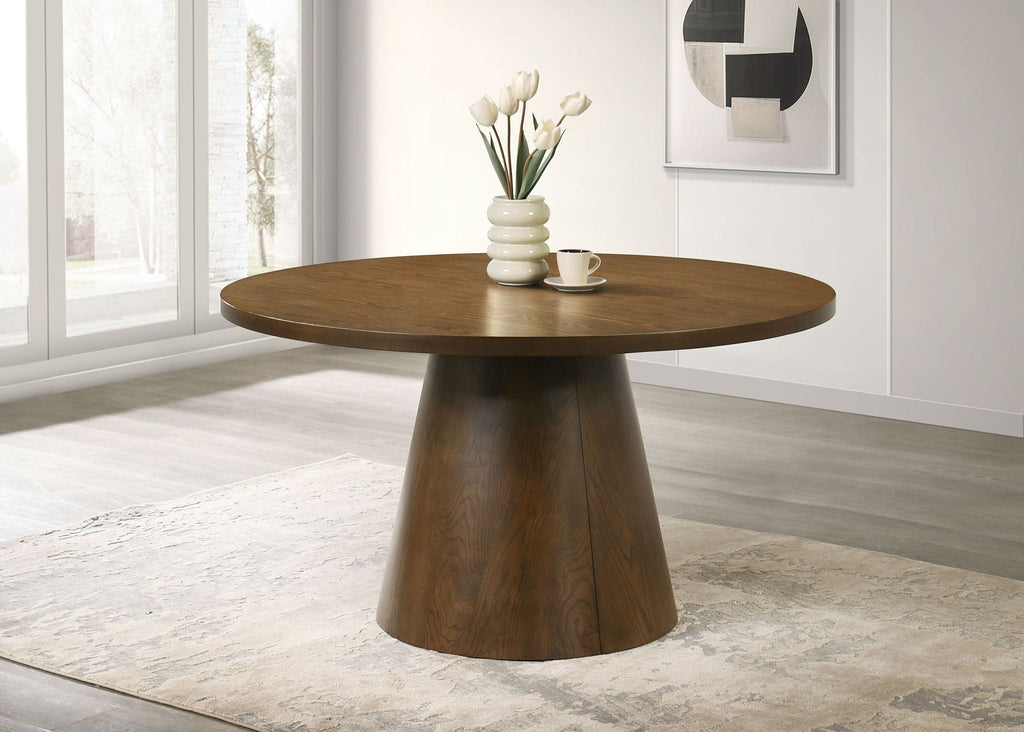 Franklin 54-inch Round Wood Pedestal Base Dining Table Dark Brown Unique Piece Furniture