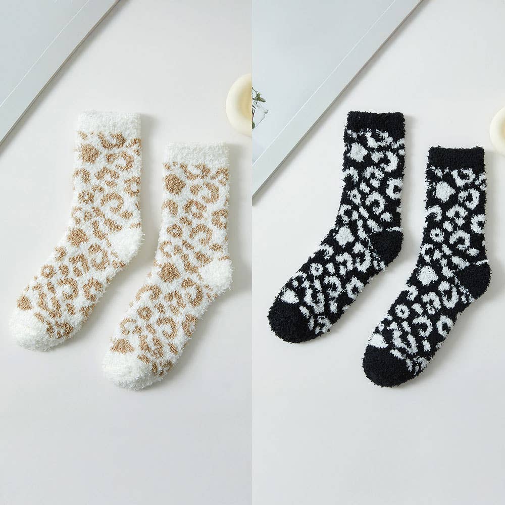 Cozy Fuzzy Leopard Winter Socks Shop Fête