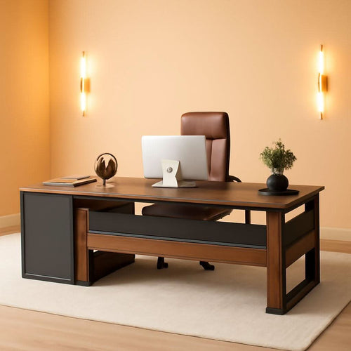 63 Inch L Shaped Executive Desk With Storage Shelves ShipItFurniture
