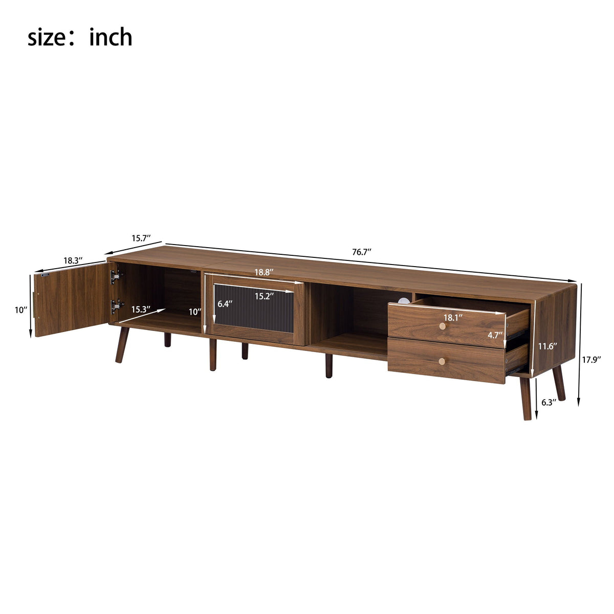 Doors TV Stand For TVs Up To 85", Entertainment Center With Storage Cabinets, TV Media Console Table For Living Room - Natural Unique Piece Furniture
