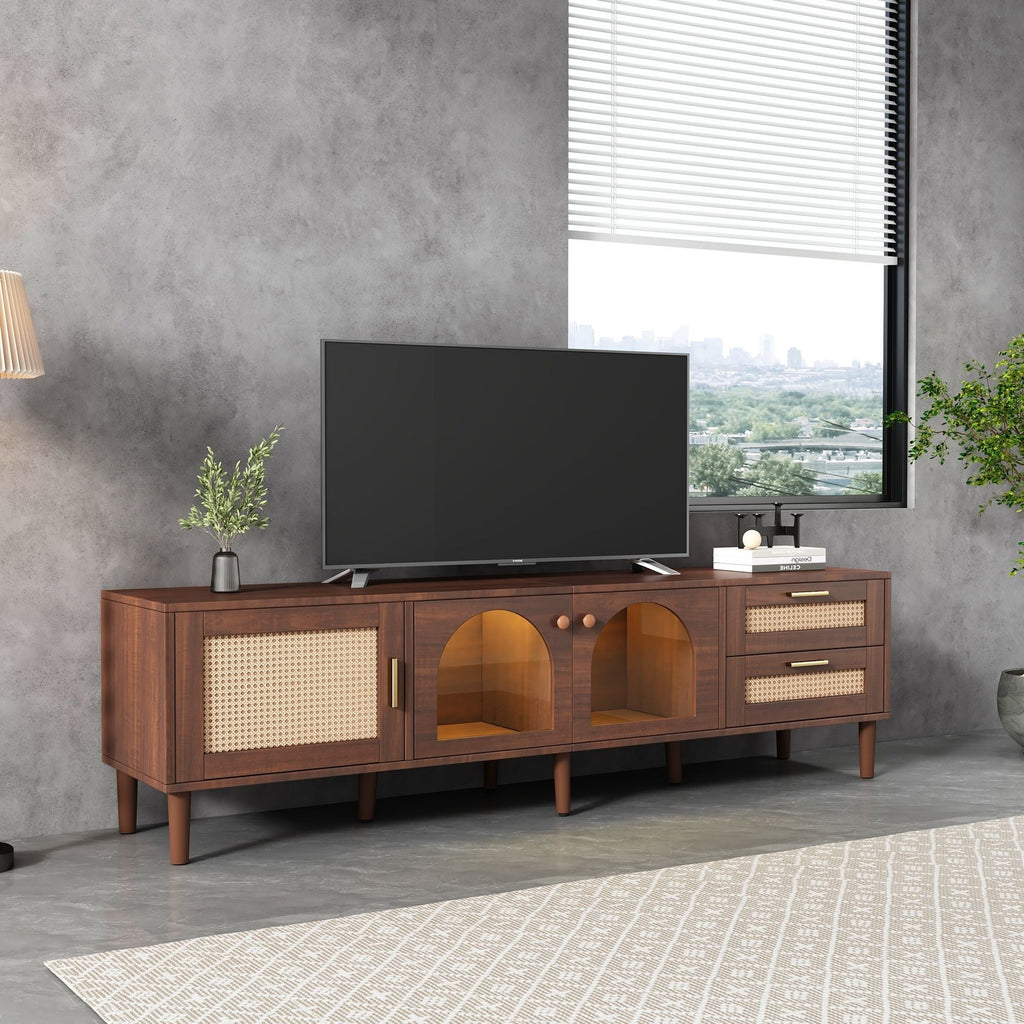 TV Stand With App-Controlled LED Lights, 2 Drawers & Door Storage Unique Piece Furniture