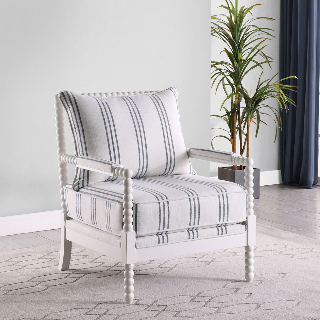 Blanchett Upholstered Bobbin Accent Chair White Unique Piece Furniture