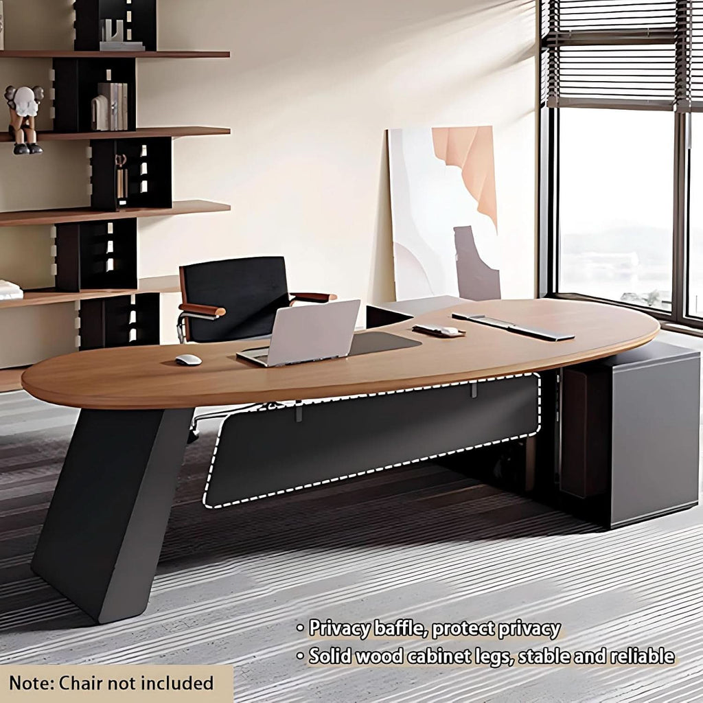 L Shaped Desk With Solid Wood 80 Inch Executive Work space Desk ShipItFurniture