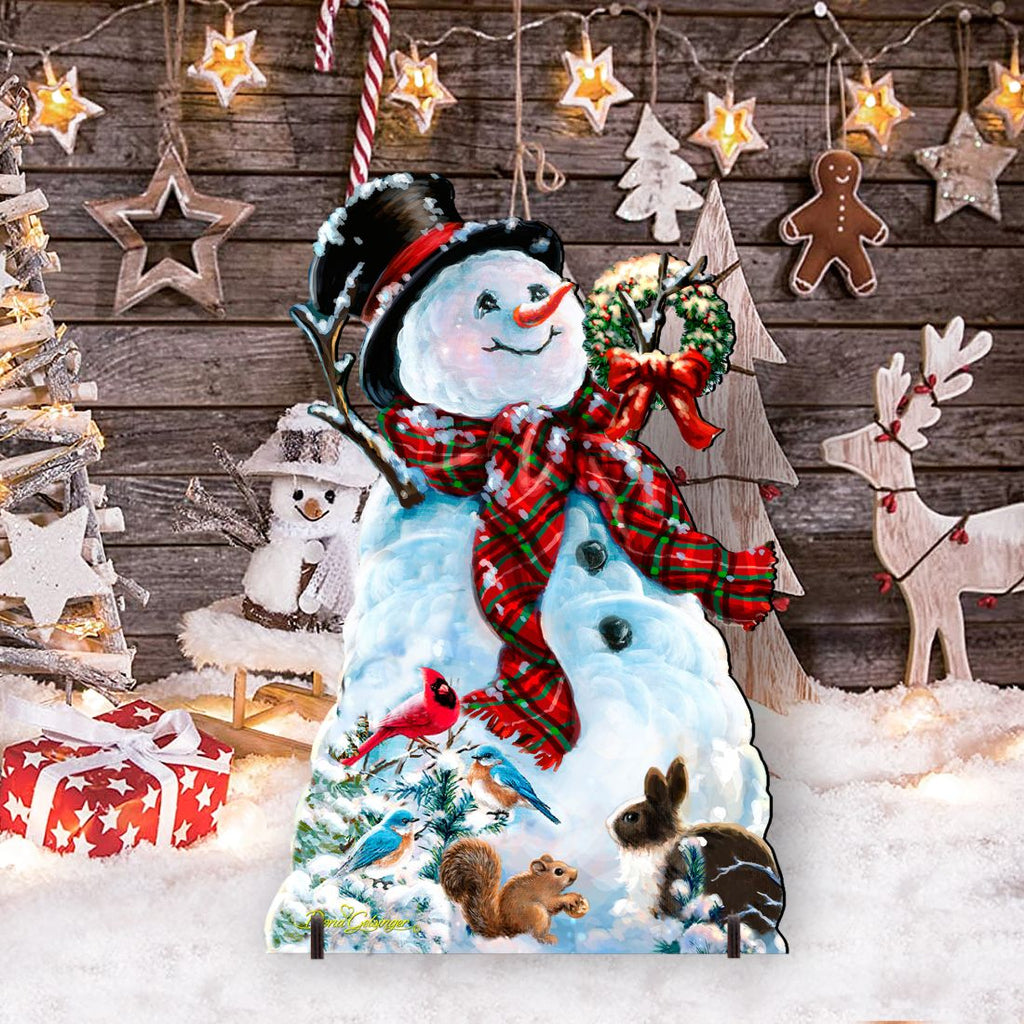 An Old-Fashioned Christmas Outdoor Yard Sign by D Gelsinger Featuring Santa and Snowman Decor - 8461024F-1563 G.DeBrekht