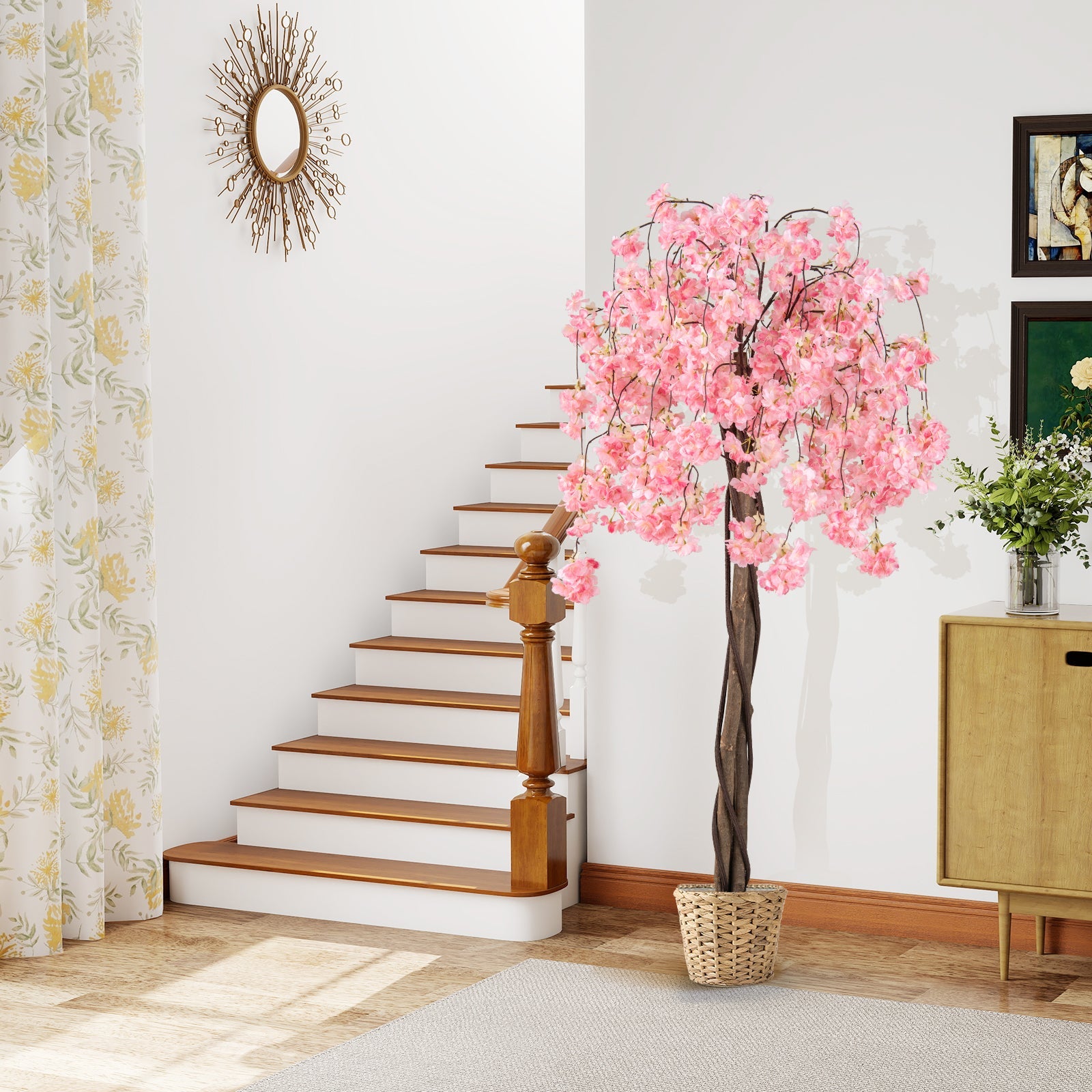 5.5 FT Tall Artificial Cherry Blossom Tree with Pink/White Flowers 2 Pack DirectDeals