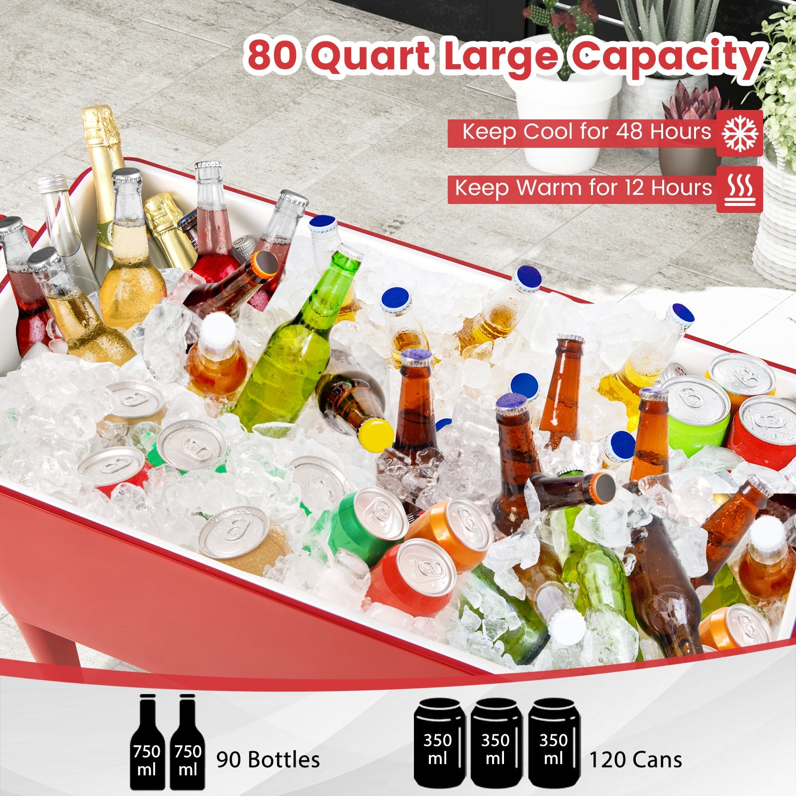 Red Portable Outdoor Patio Cooler Cart DirectDeals