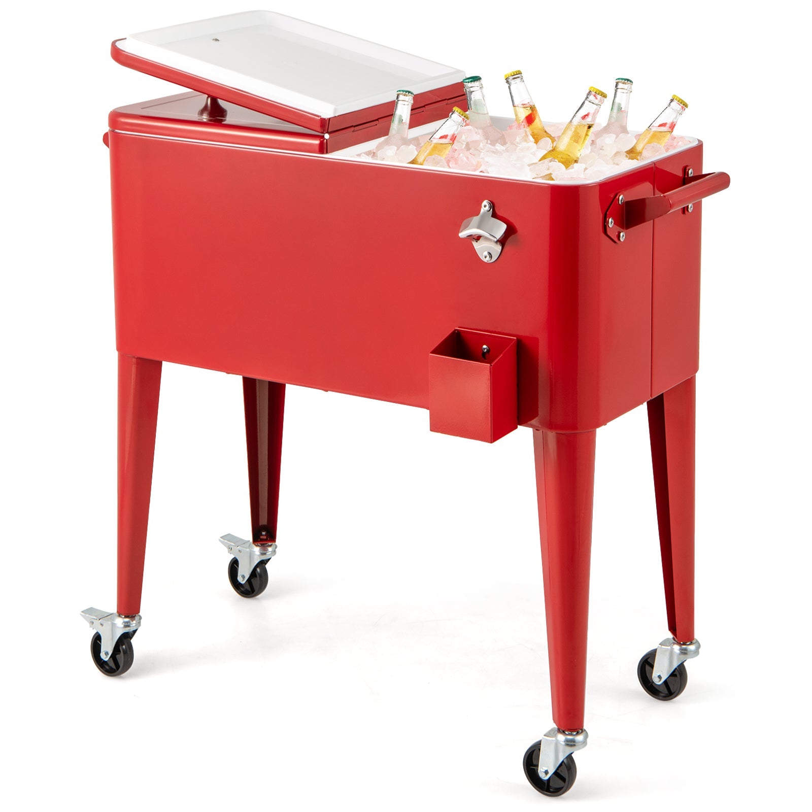 Red Portable Outdoor Patio Cooler Cart DirectDeals