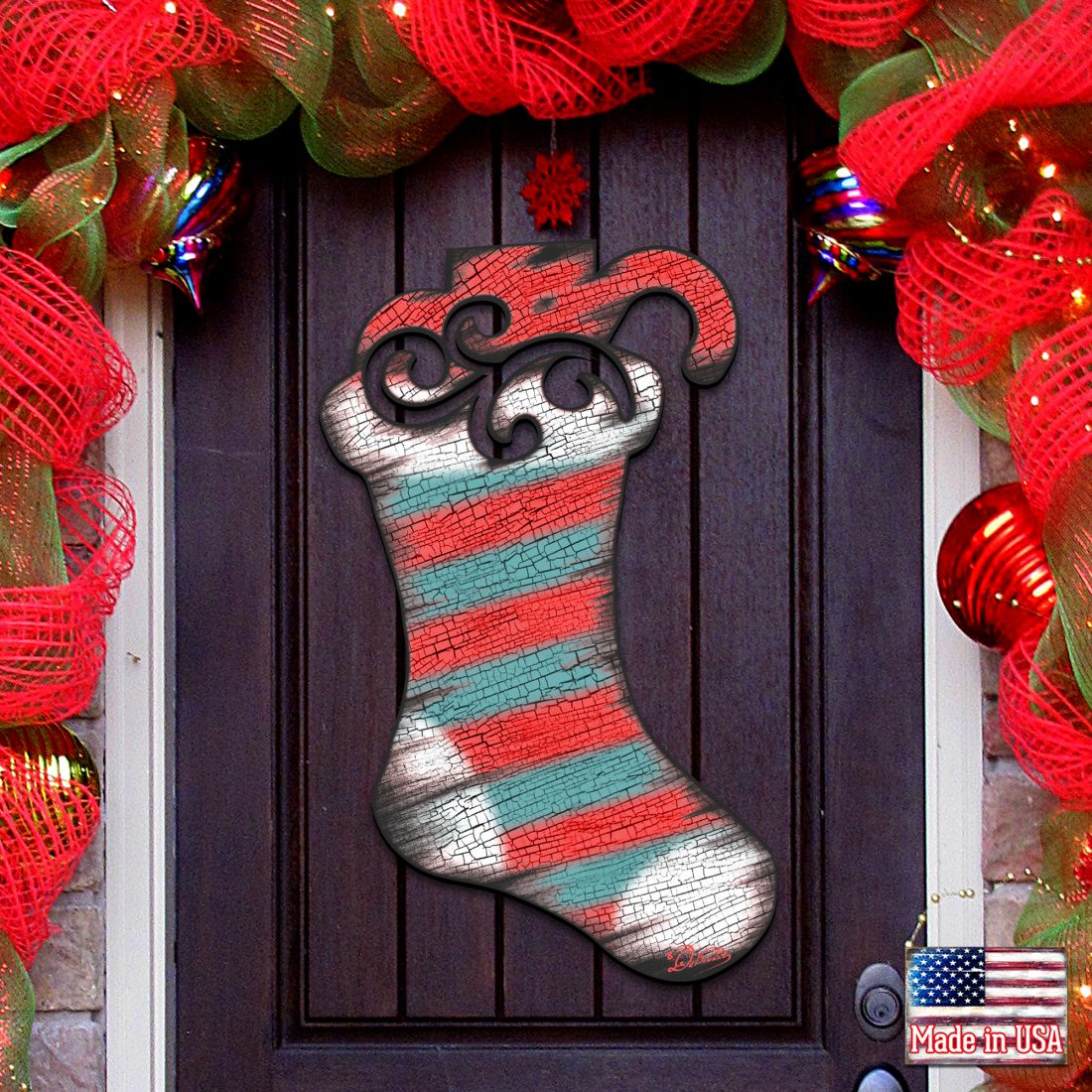Noel Stocking Decorative Door Decor by G. DeBrekht - Christmas Decor - 8198802H G.DeBrekht