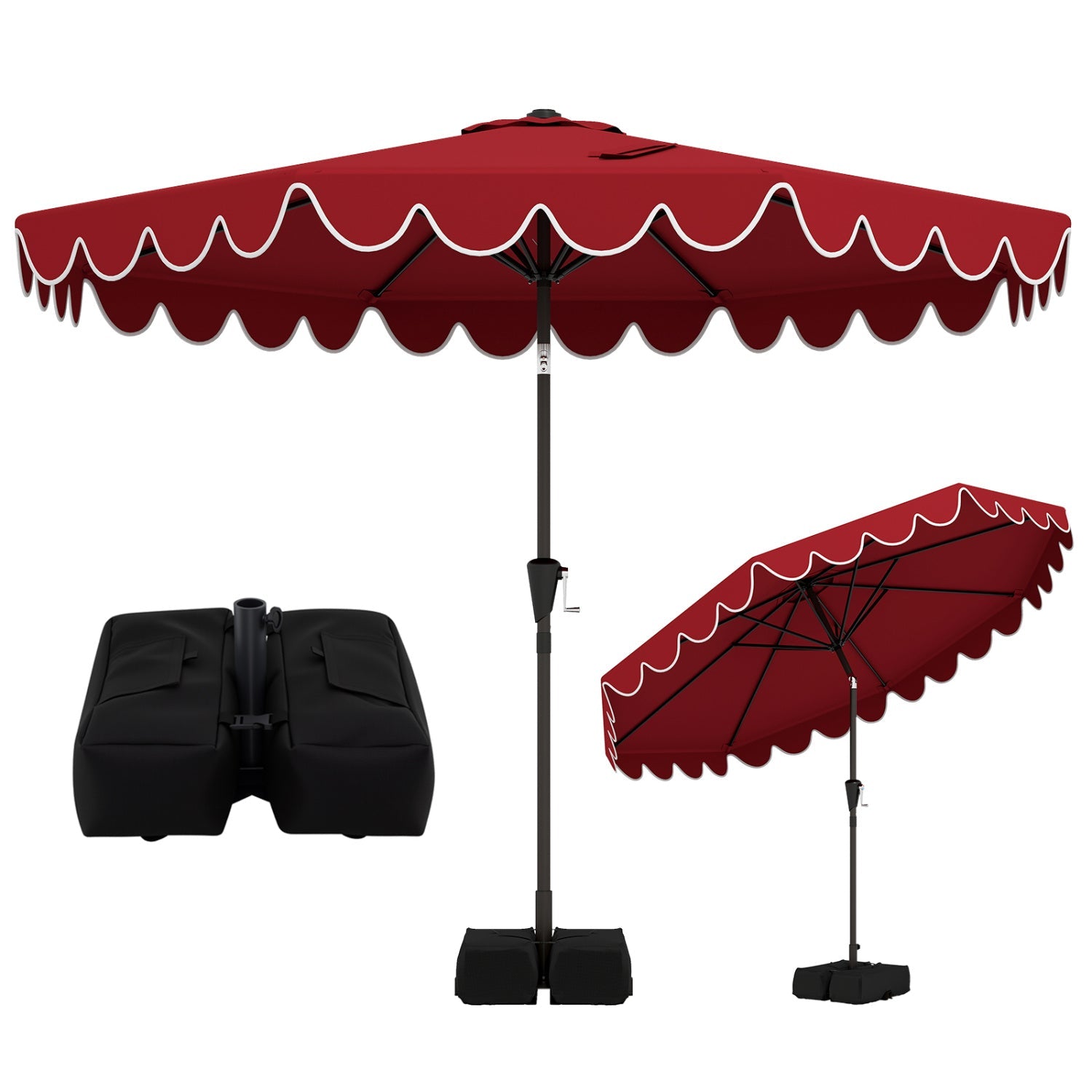 10 Feet Patio Umbrella with Weighted Base and Sandbags DirectDeals