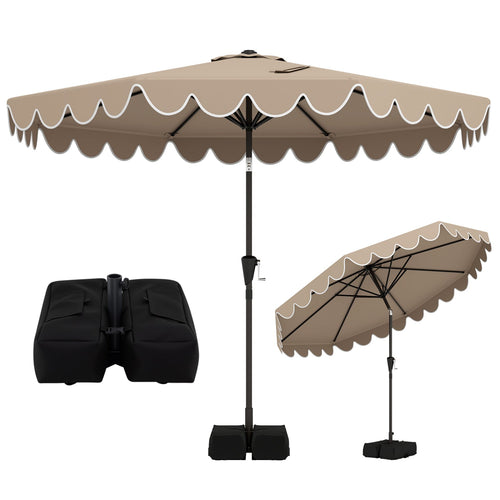 10 Feet Patio Umbrella with Weighted Base and Sandbags DirectDeals