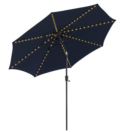 10 Feet Patio Umbrella with 112 Solar Lights and Crank Handle-Navy VYSN