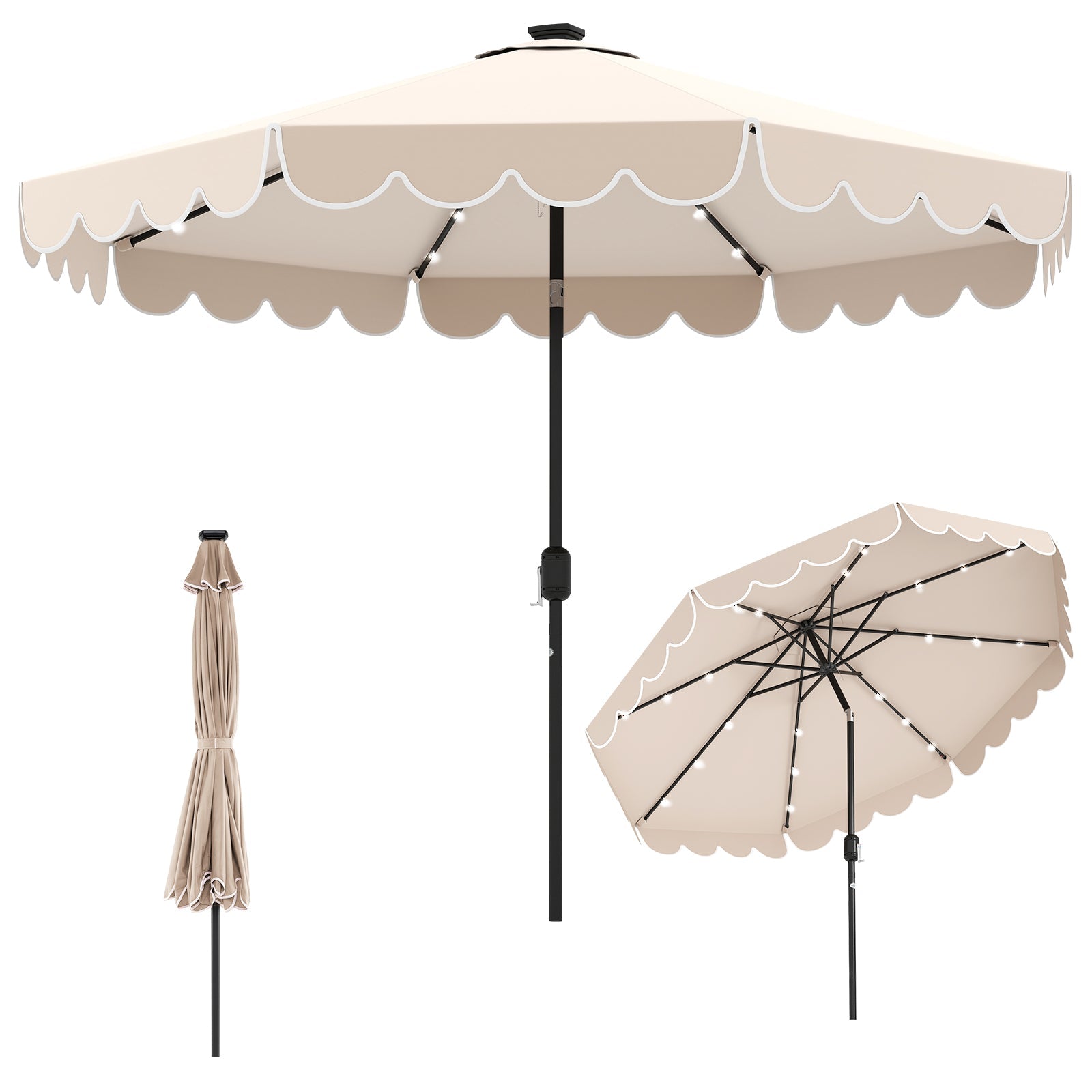10 Feet Solar Patio Umbrella with 24 LED Lights DirectDeals