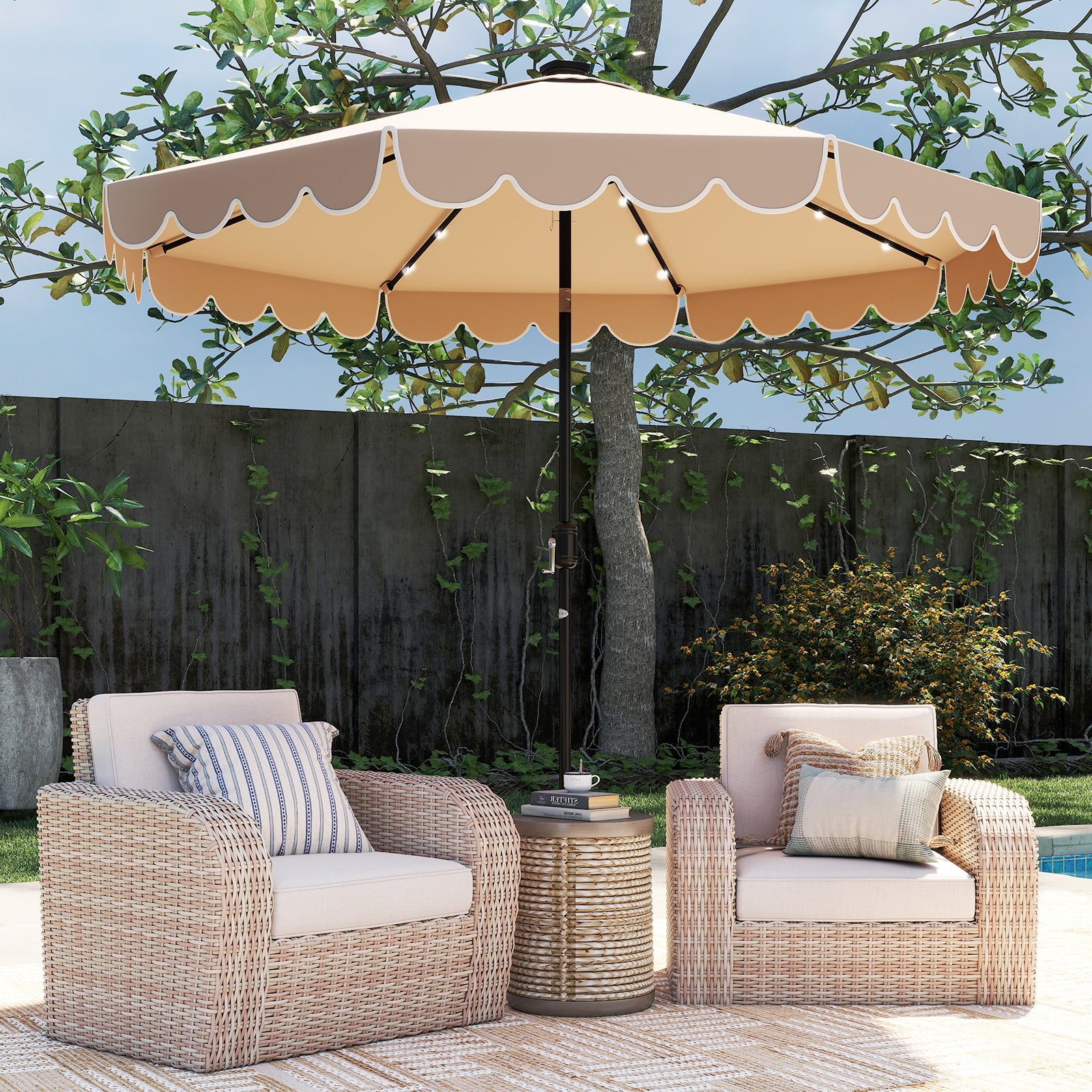 10 Feet Solar Patio Umbrella with 24 LED Lights DirectDeals