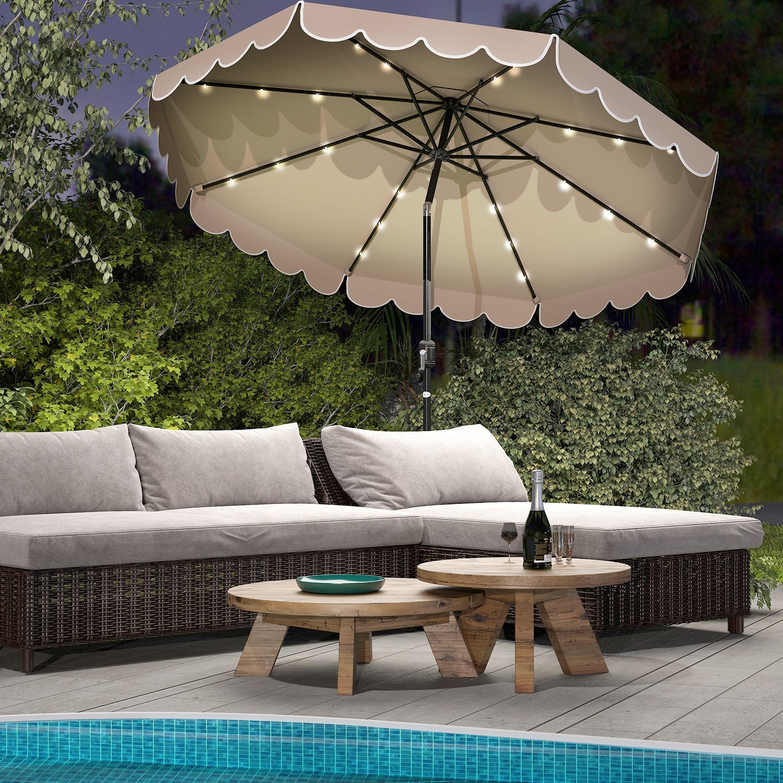 10 Feet Solar Patio Umbrella with 24 LED Lights DirectDeals