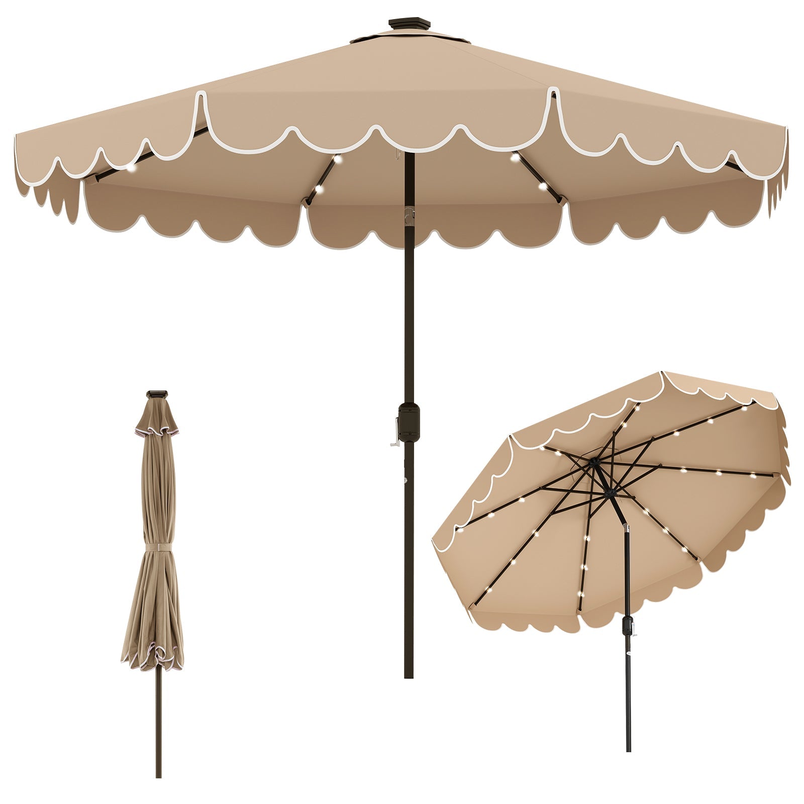 10 Feet Solar Patio Umbrella with 24 LED Lights DirectDeals