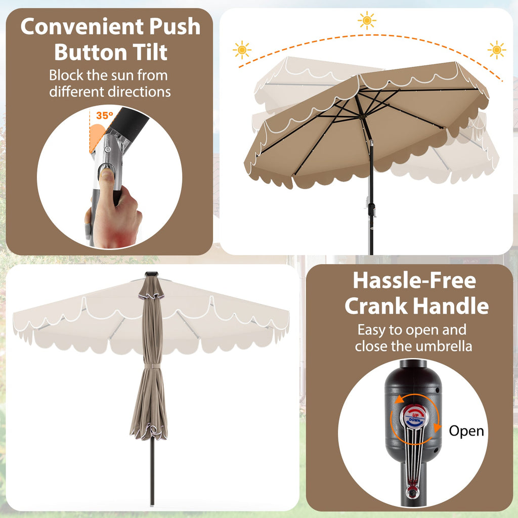 10 Feet Solar Patio Umbrella with 24 LED Lights DirectDeals