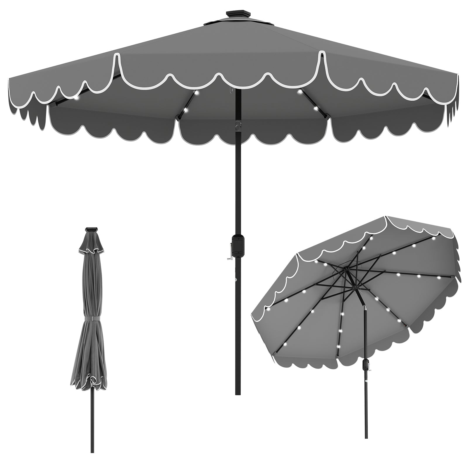 10 Feet Solar Patio Umbrella with 24 LED Lights DirectDeals
