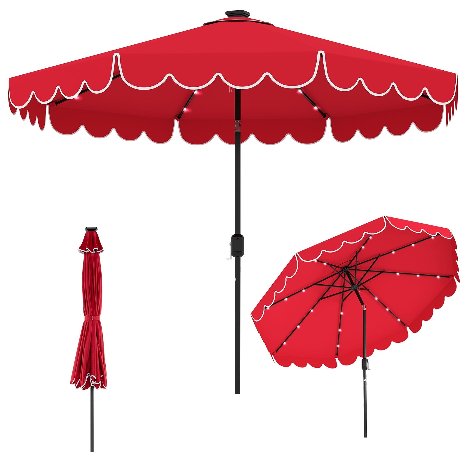 10 Feet Solar Patio Umbrella with 24 LED Lights DirectDeals
