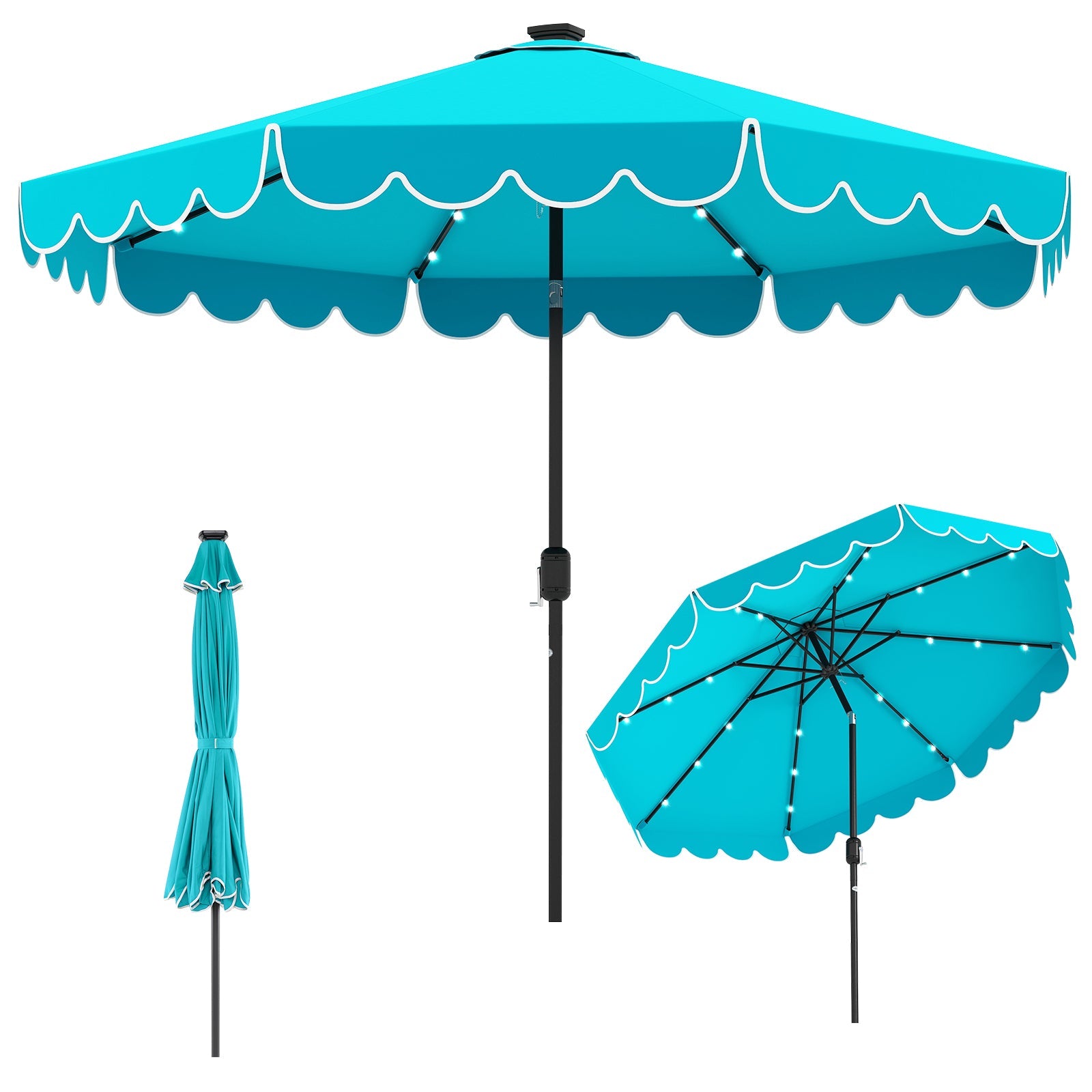 10 Feet Solar Patio Umbrella with 24 LED Lights DirectDeals