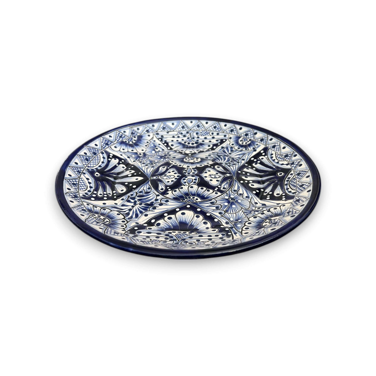 11.5" Talavera Blue & White Dinner Plate | Mexican Dinnerware The Talavera Hub