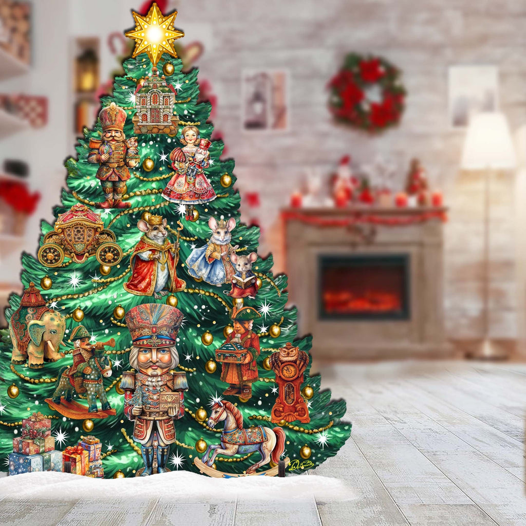 Nutcracker-Themed Christmas Tree Outdoor Indoor Decor Wooden Christmas Decoration by G. Debrekht Christmas Decor - 8191501F G.DeBrekht