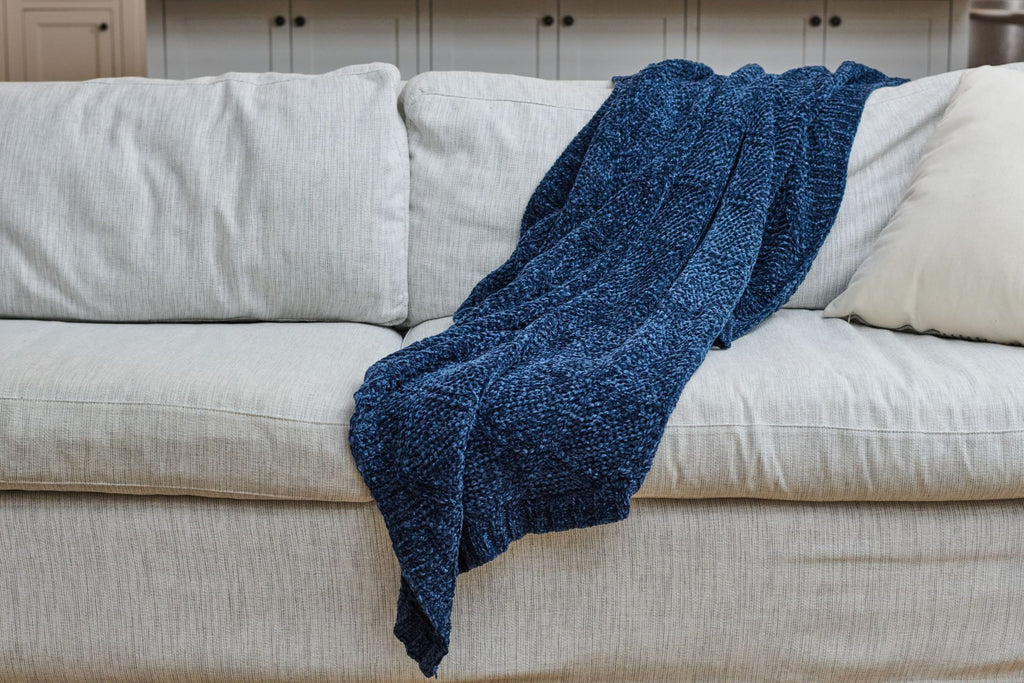 Diamond Chenille Throw Blanket Moon Pod