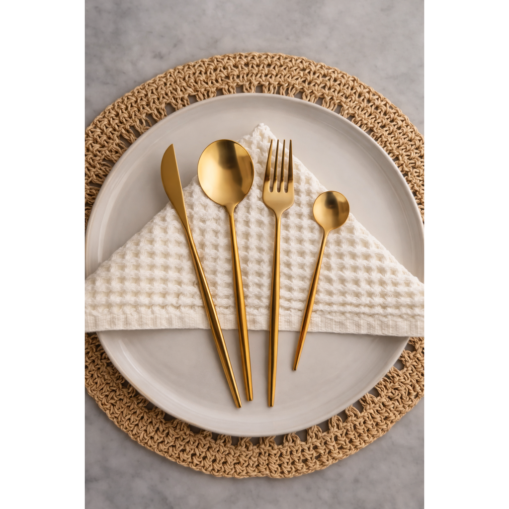 Monaco Gold Flatware Set - 16 Piece Busa Designs