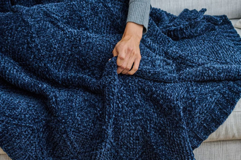Diamond Chenille Throw Blanket Moon Pod