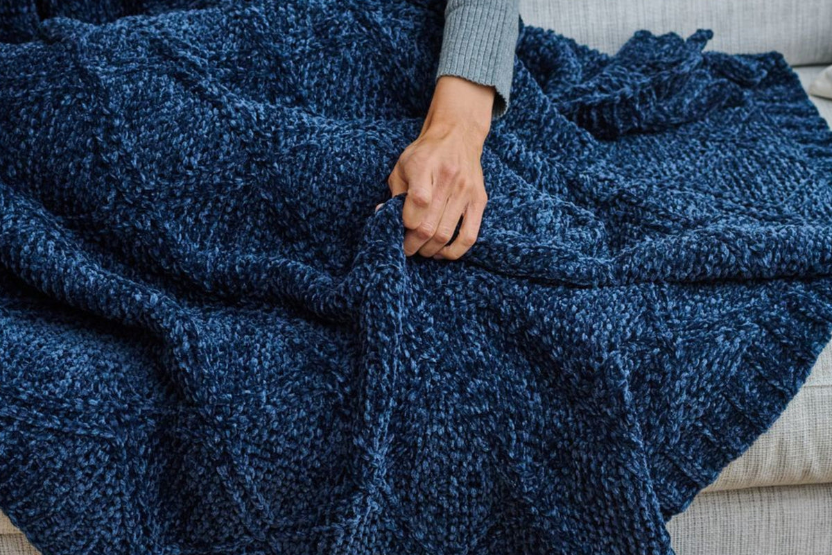 Diamond Chenille Throw Blanket Moon Pod