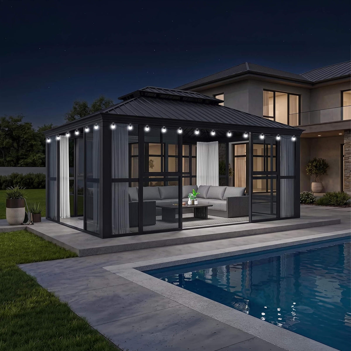 [12X16FT] Vue Extra-Large Luxury Panoramic Solarium With Windows And Sliding Doors (SAK71853) SAKSBY WHOLESALE