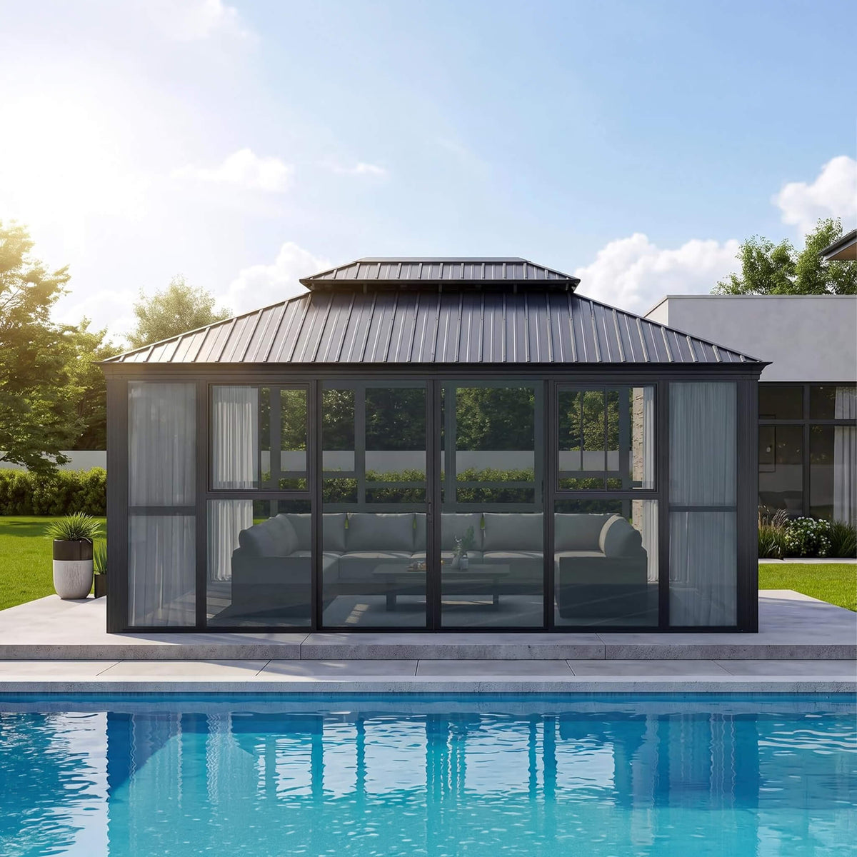 [12X16FT] Vue Extra-Large Luxury Panoramic Solarium With Windows And Sliding Doors (SAK71853) SAKSBY WHOLESALE