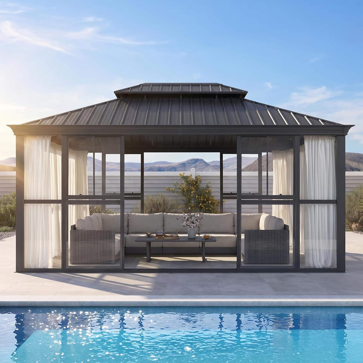 [12X16FT] Vue Extra-Large Luxury Panoramic Solarium With Windows And Sliding Doors (SAK71853) SAKSBY WHOLESALE