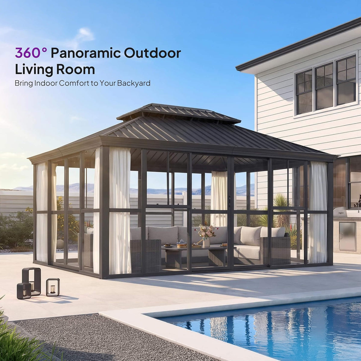 [12X16FT] Vue Extra-Large Luxury Panoramic Solarium With Windows And Sliding Doors (SAK71853) SAKSBY WHOLESALE