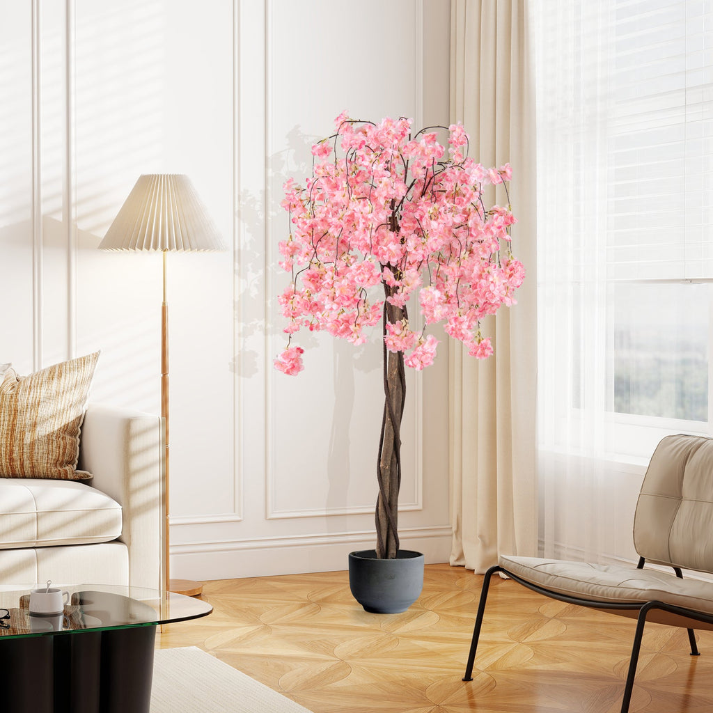 5.5 FT Tall Artificial Cherry Blossom Tree with Pink/White Flowers 2 Pack DirectDeals