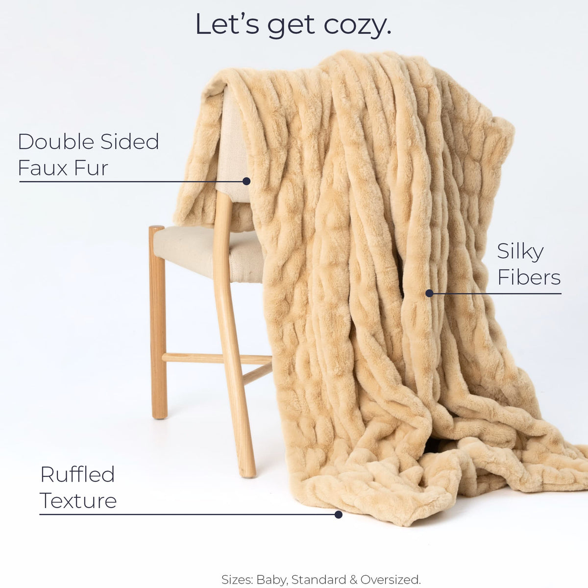 Rippled Faux Fur Throw Blanket Moon Pod