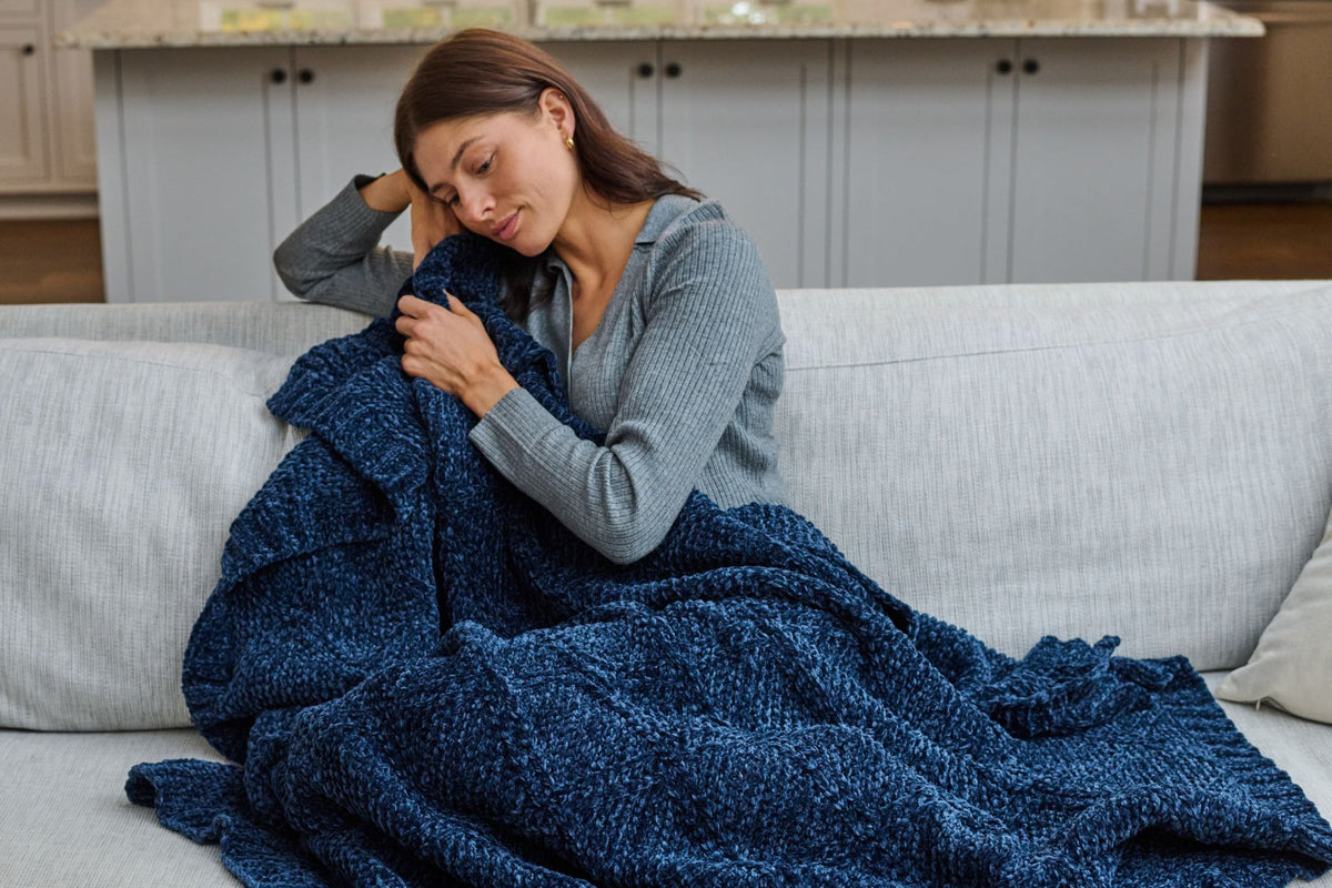 Diamond Chenille Throw Blanket Moon Pod