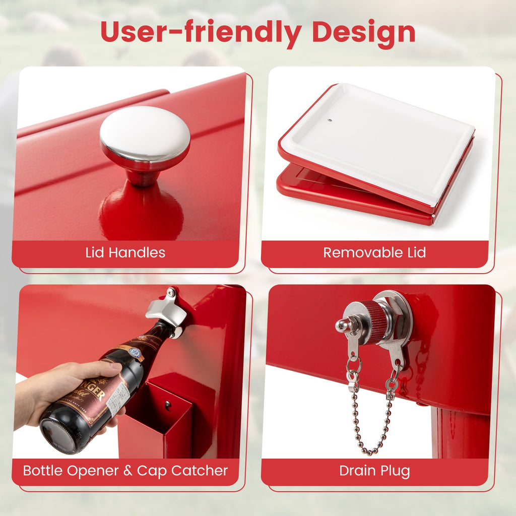 Red Portable Outdoor Patio Cooler Cart DirectDeals